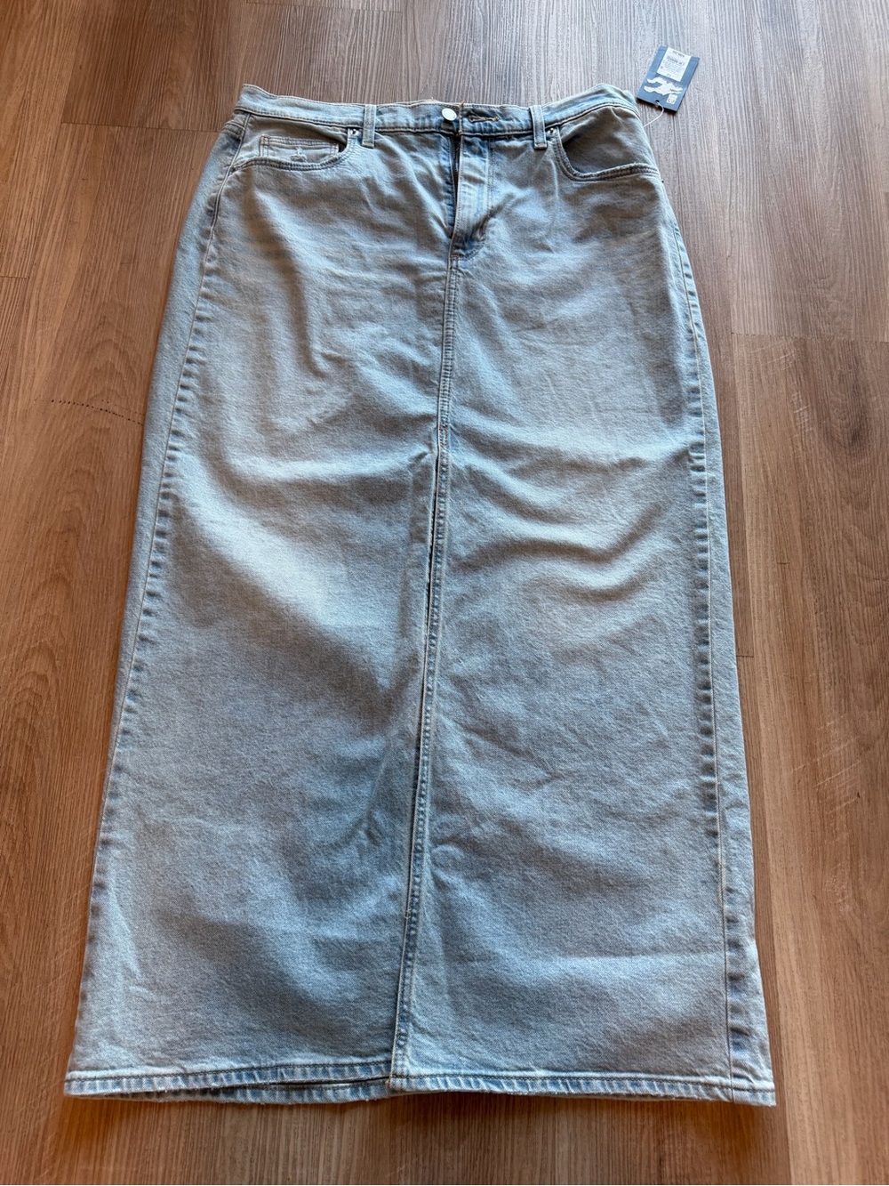 Light Wash Denim Maxi Skirt